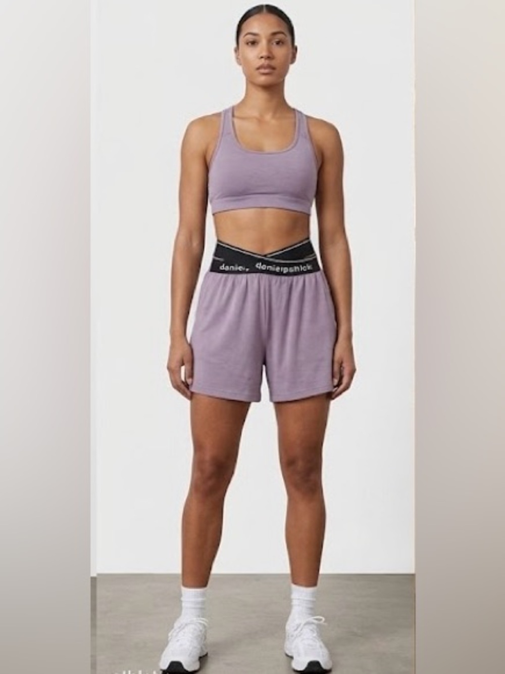 Daniel Patrick Women's Crossover Waistband Logo Lounge Shorts | Lavender | Large